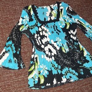 Nicola blouse smocked bell sleeve bright patterned whimsical blouse women’s M